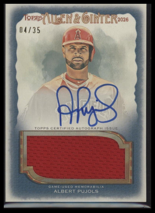2026 Topps Allen & Ginter On Card AUTO Relics /35 Albert Pujols AU #AGLC-AP