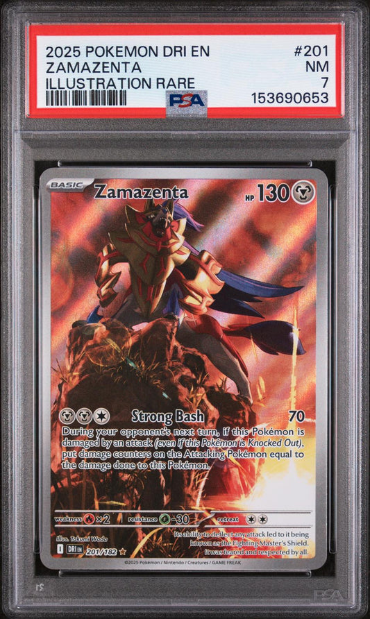 2025 Pokemon Dri En-Destined Rivals Illustration Rare Zamazenta 7 PSA #201