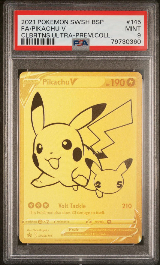 2021 Pokemon Swsh Black Star Promo Clbrtns UPC  Fa/Pikachu V 9 PSA #145