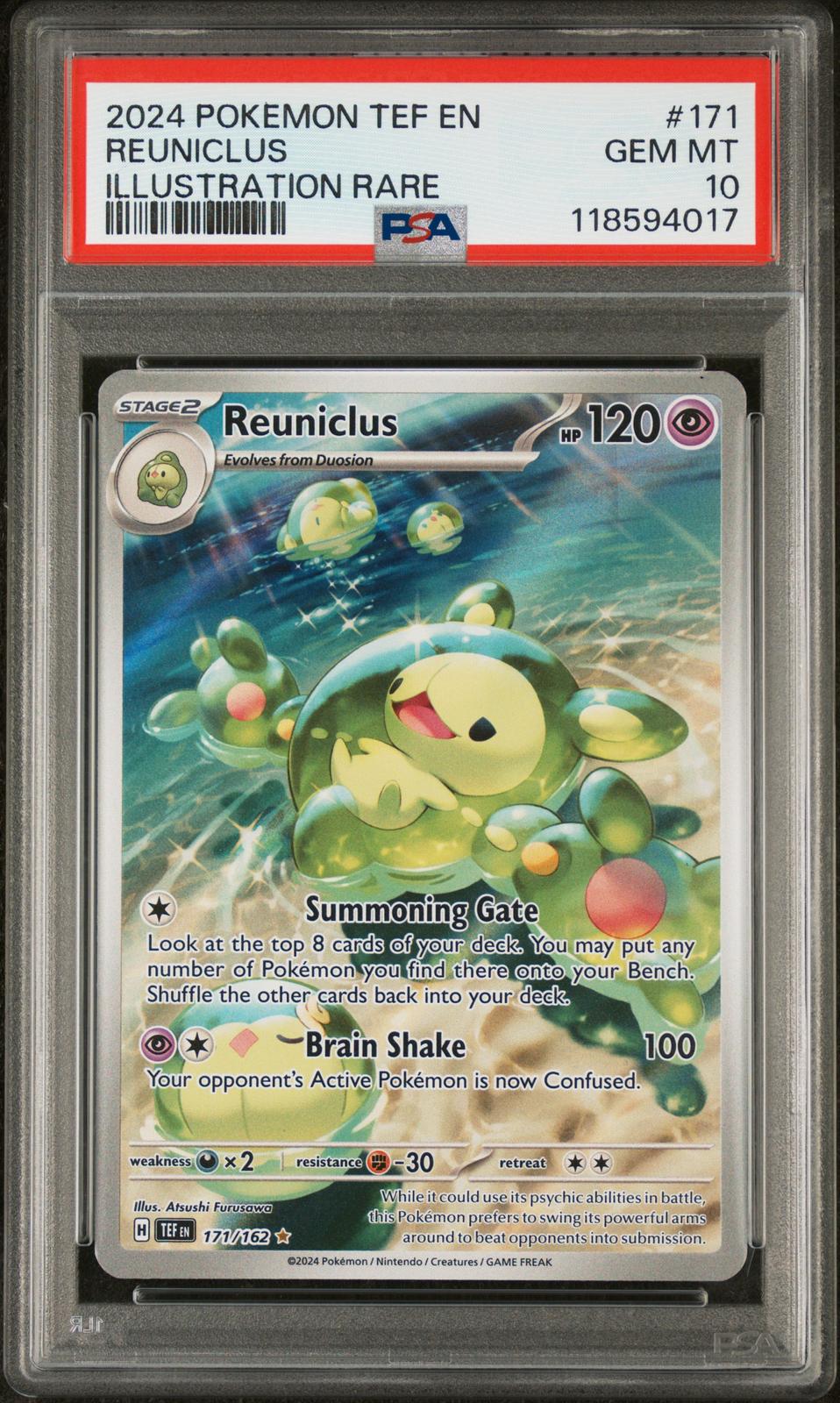 2024 Pokemon Tef En-Temporal Forces Illustration Rare Reuniclus 10 PSA #171