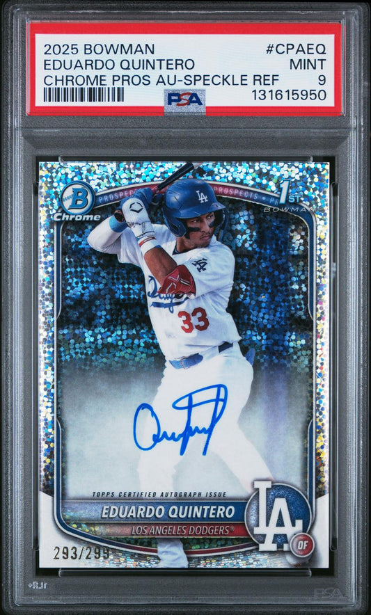 2025 Bowman Chrome Prospect AU Pros Au-Speckle Ref Eduardo Quintero 9 PSA #CPAEQ