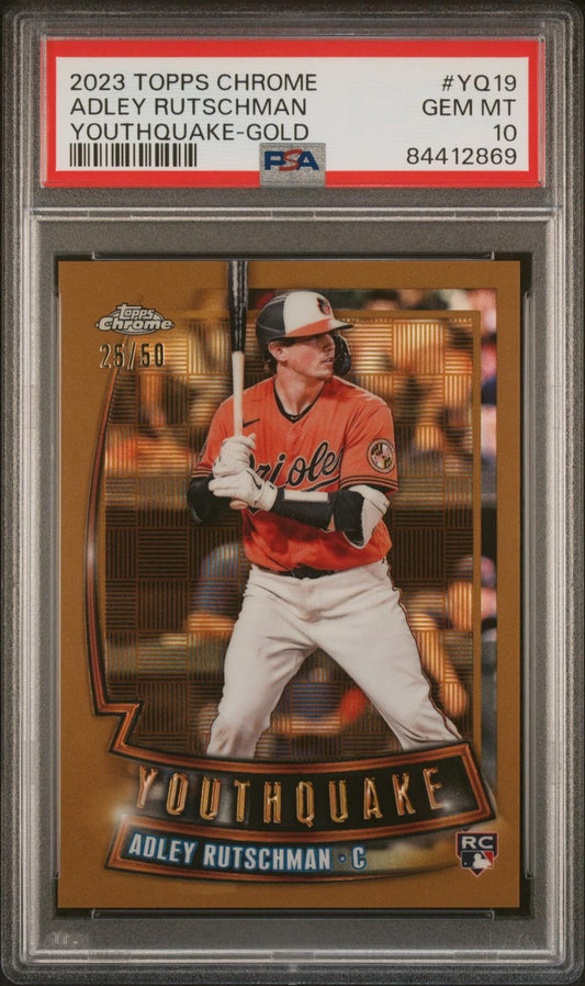 2023 Topps Chrome Youthquake Youthquake-Gold Ref Adley Rutschman 10 PSA #YQ19