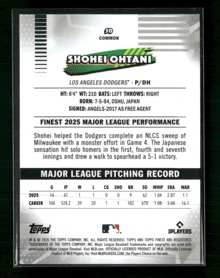 2026 Finest Mini-Diamond Refractor Shohei Ohtani #50