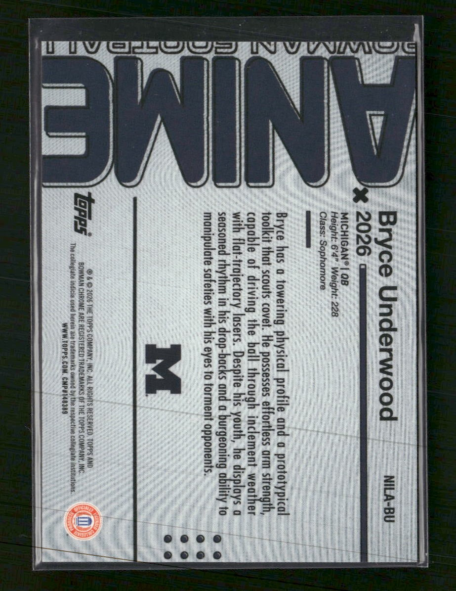 2026 Bowman Anime NIL Bryce Underwood #NILA-BU