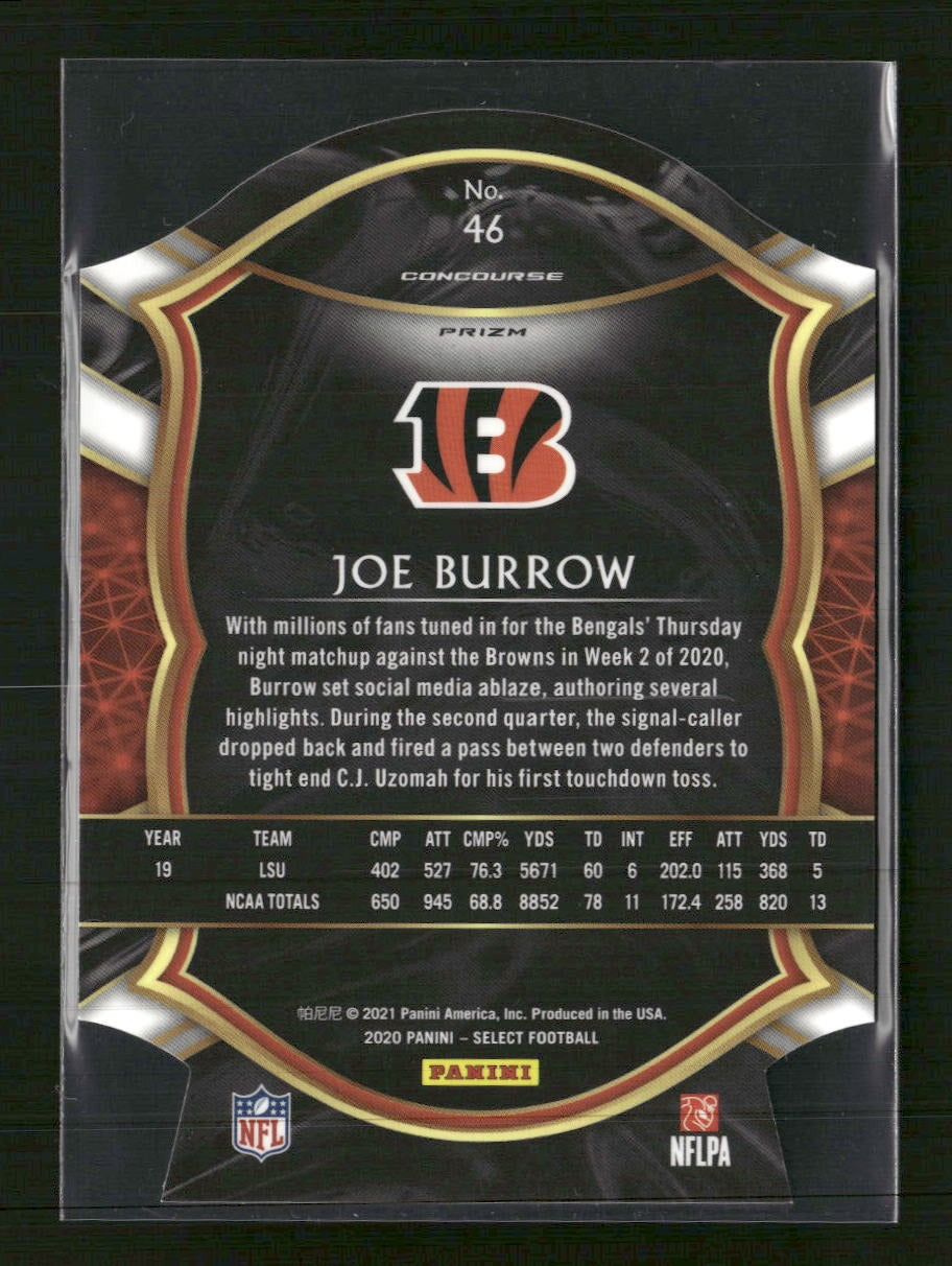 2020 Panini Select Purple Prizm Die Cut Joe Burrow RC #46