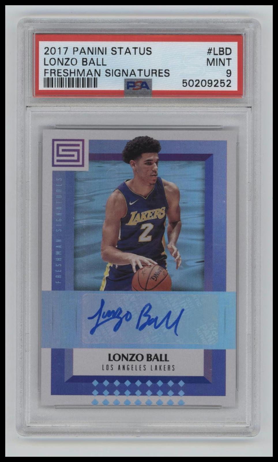 2017 Panini Status Freshman Signatures Lonzo Ball 9 PSA #LBD