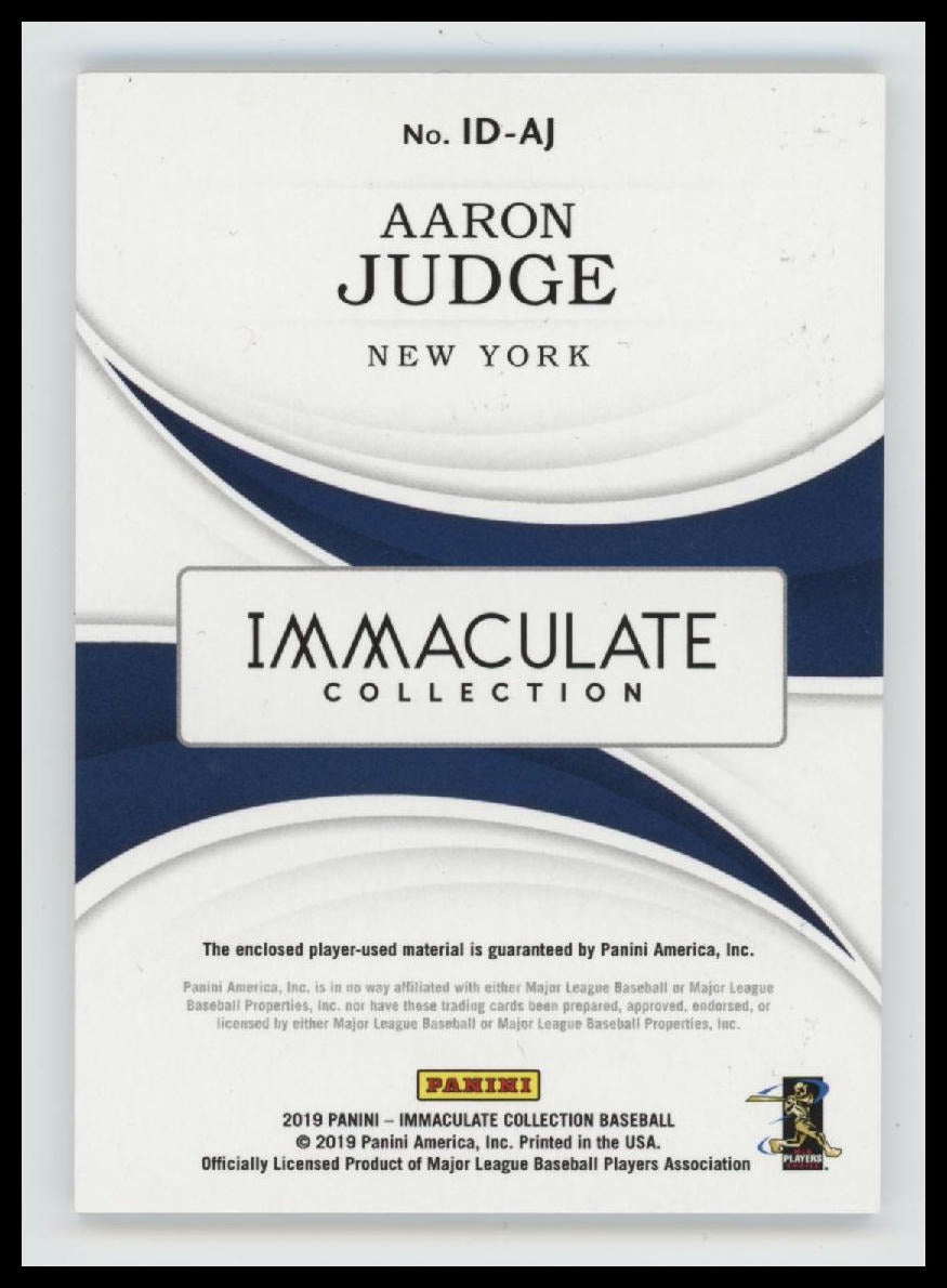 2019 Panini Immaculate Collection Immaculate Duals Aaron Judge #/49 #ID-AJ