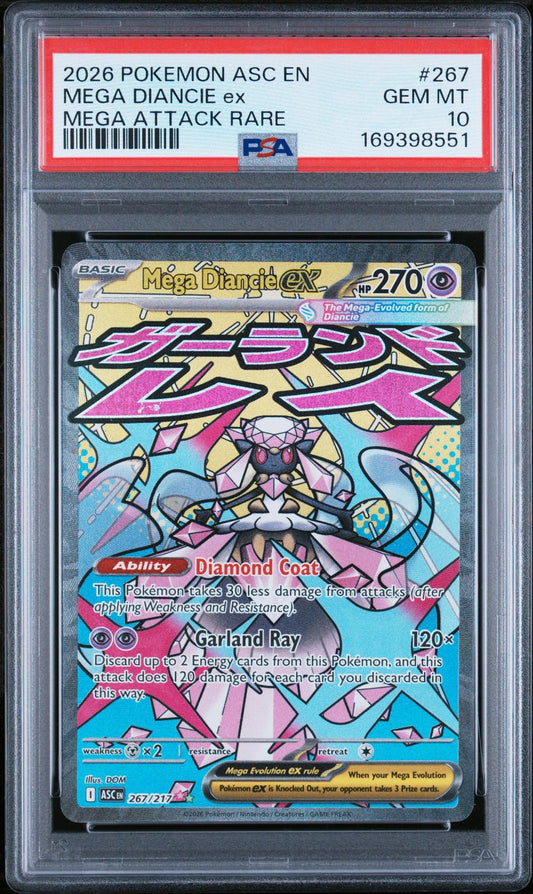 2026 Pokemon Asc En-Ascended Heroes Mega Attack Rare Mega Diancie Ex 10 PSA #267