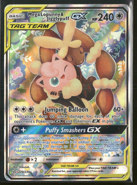 Cosmic Eclipse Mega Lopunny & Jigglypuff GX (Alternate Full Art) 226/236 Damaged