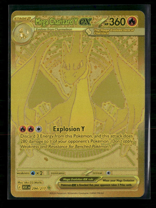 Ascended Mega Charizard Y ex #294/217 (Splotchy Holo/Scratch Right corner bck)