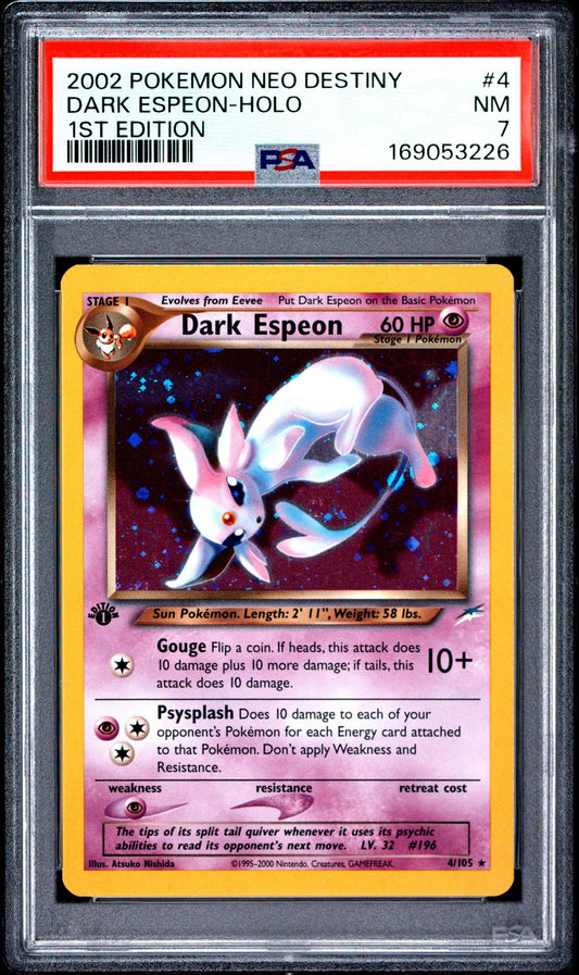 2002 Pokemon Neo Destiny 1st Edition Dark Espeon-Holo 7 PSA #4