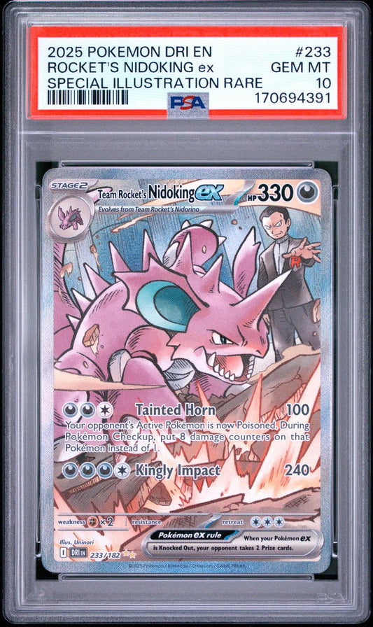 2025 Destined Rivals Special Illustration Rocket'S Nidoking Ex 10 PSA #233