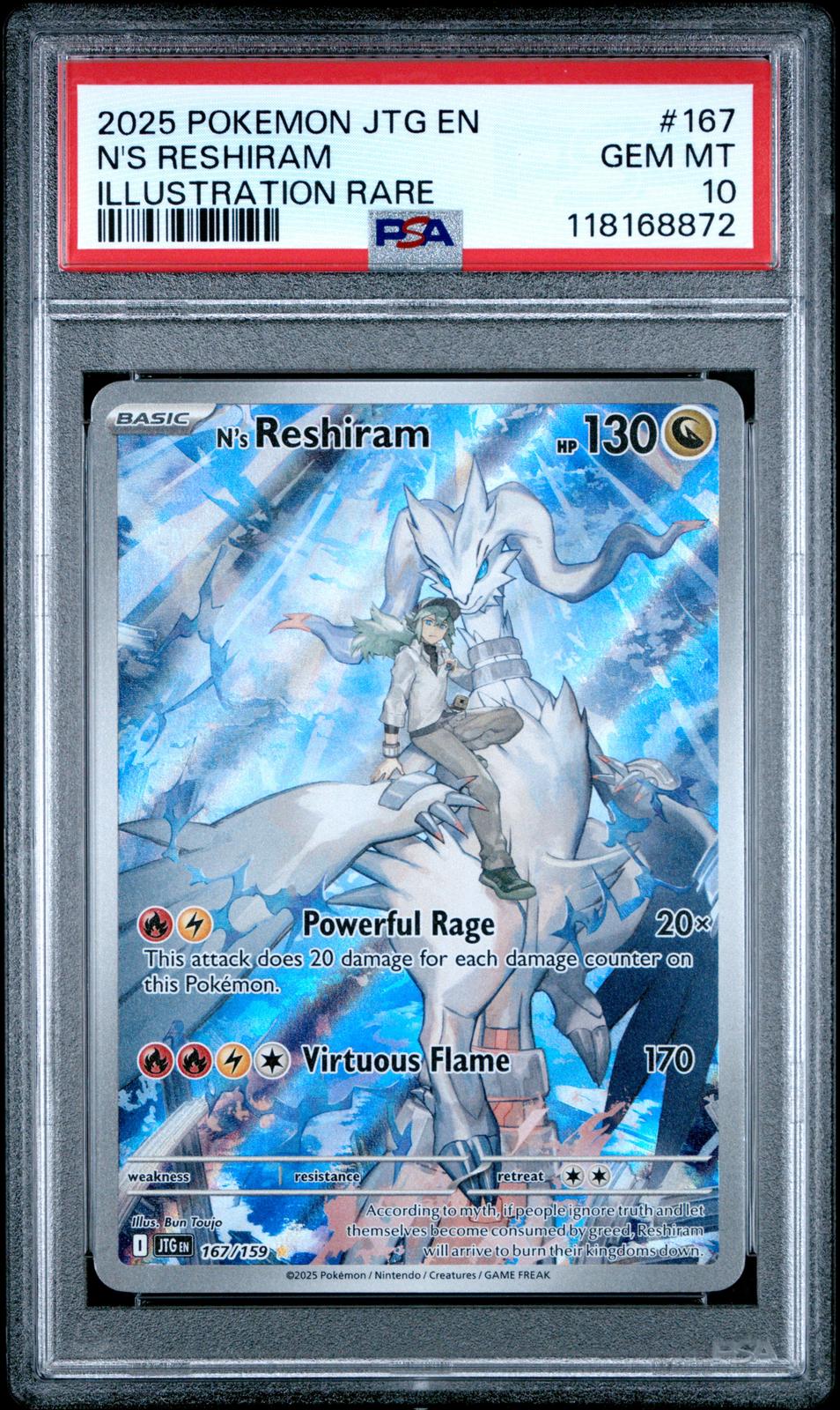 2025 Pokemon Jtg En-Journey Together Illustration Rare N'S Reshiram 10 PSA #167