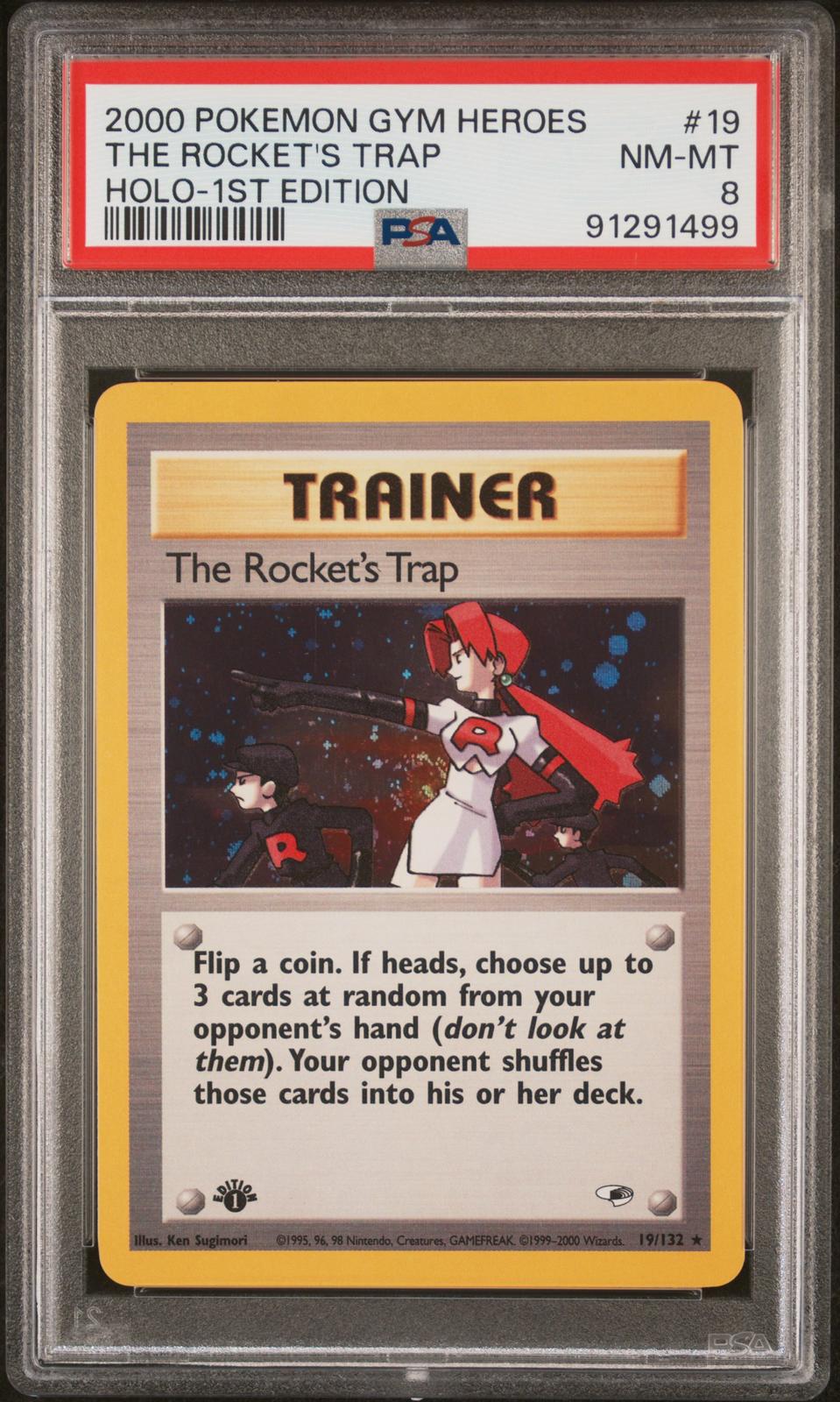 2000 Pokemon Gym Heroes Holo-1st Edition The Rocket'S Trap 8 PSA #19
