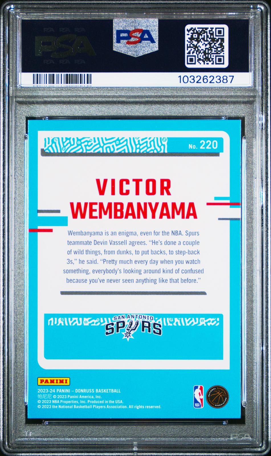 2023 Panini Donruss Victor Wembanyama 9 PSA #220