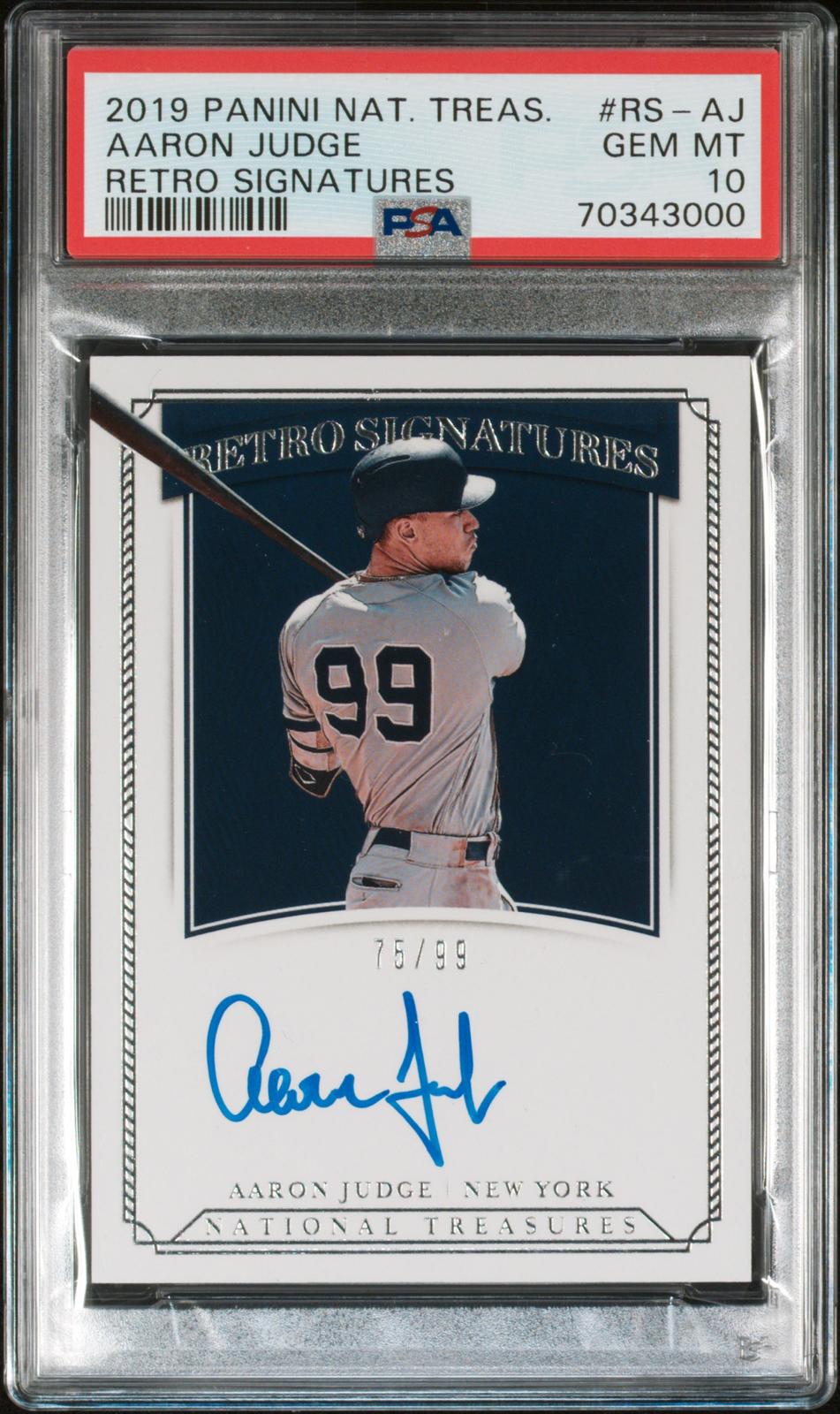 2019 Panini National Treasures Retro Signatures Aaron Judge 10 PSA #RS-AJ