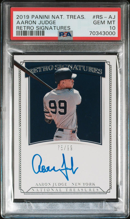 2019 Panini National Treasures Retro Signatures Aaron Judge 10 PSA #RS-AJ