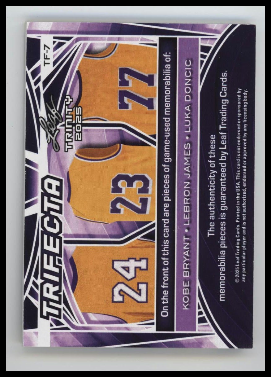 2025 Leaf Trifecta Blue Kobe Bryant / LeBron James / Luka Doncic #/35 #TF-7