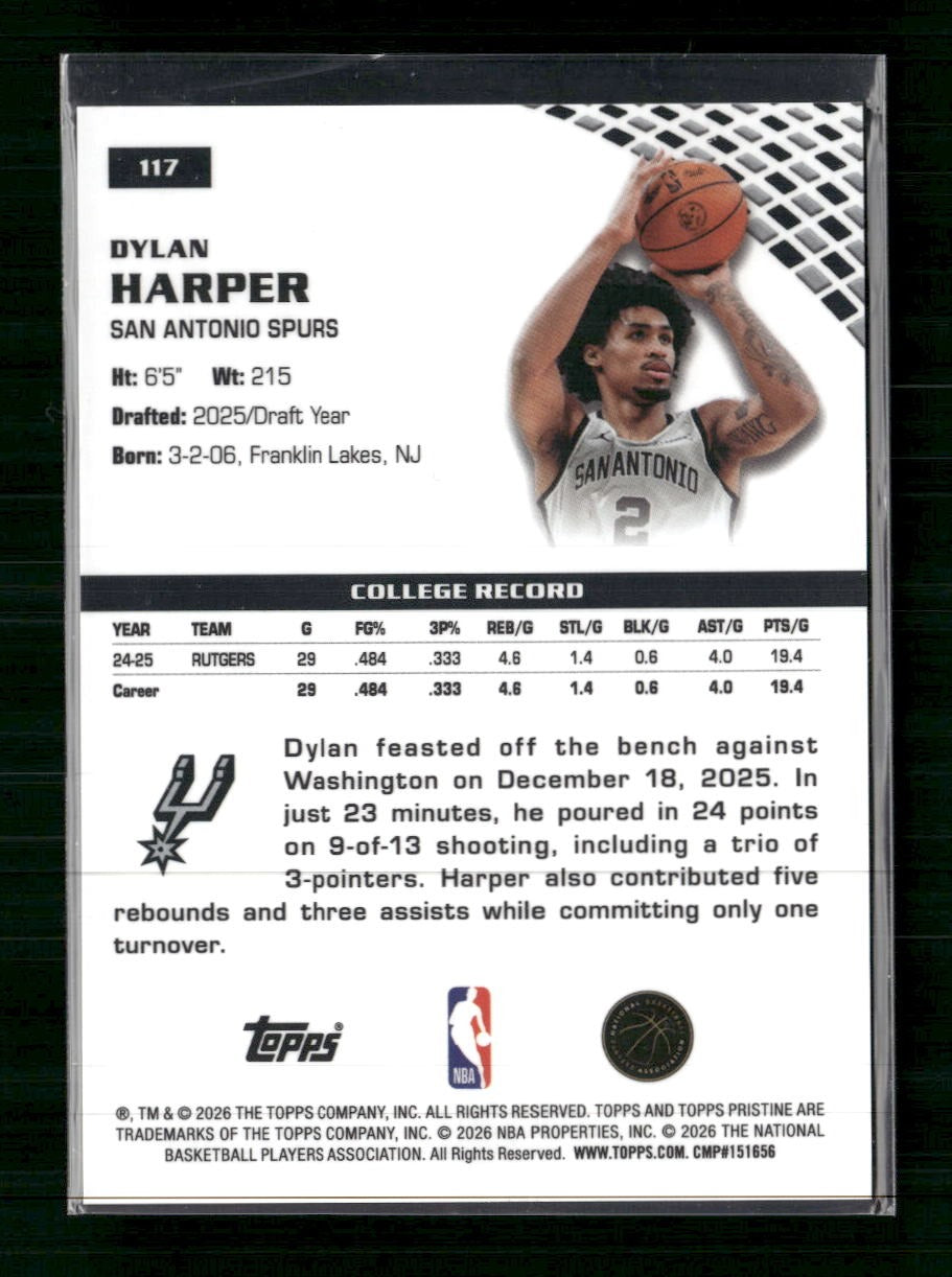 2025-26 Topps Pristine Green #/150 Dylan Harper RC #117