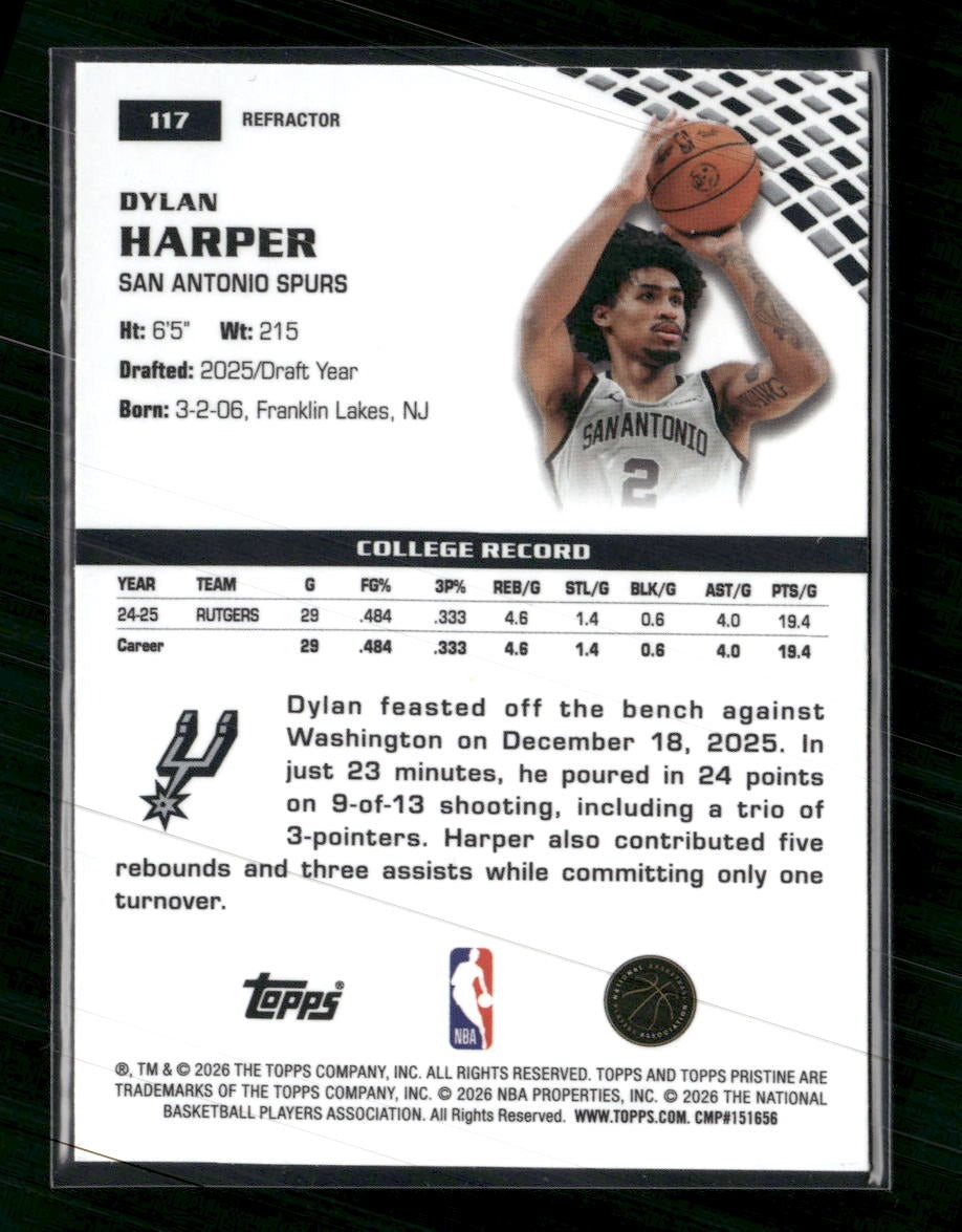 2025-26 Topps Pristine Refractor Dylan Harper RC #117