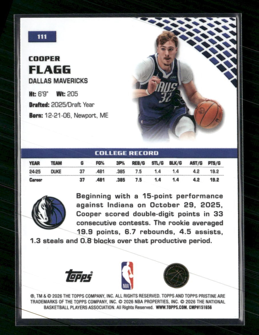 2025-26 Topps Pristine Cooper Flagg RC #111