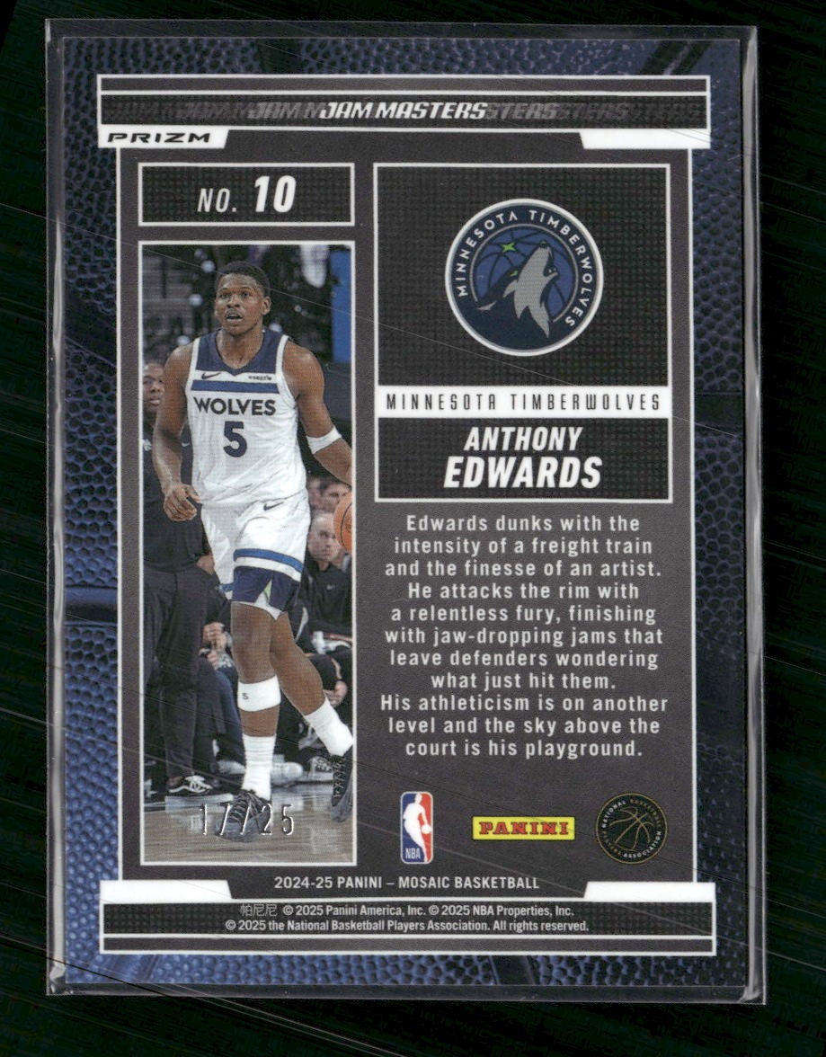 2024-25 Panini Jam Masters Mosaic Orange Fluorescent Anthony Edwards #/25 #10