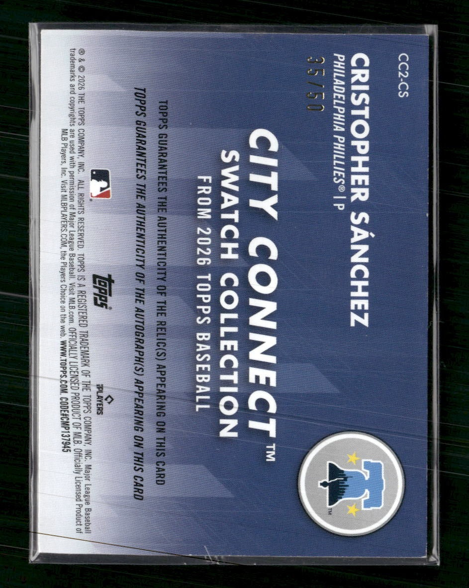 2026 Topps City Connect Swatch C Relics Gold Cristopher Sánchez #/50 #CC2-CS