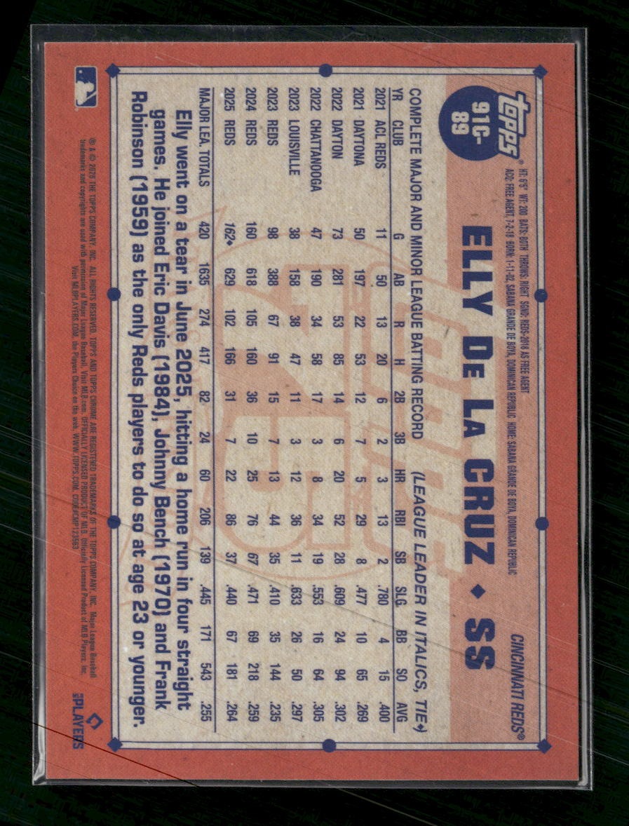 2026 Topps 1991 Baseball 35th A Chrome Red Mojo #/5 Elly De La Cruz #91C-89