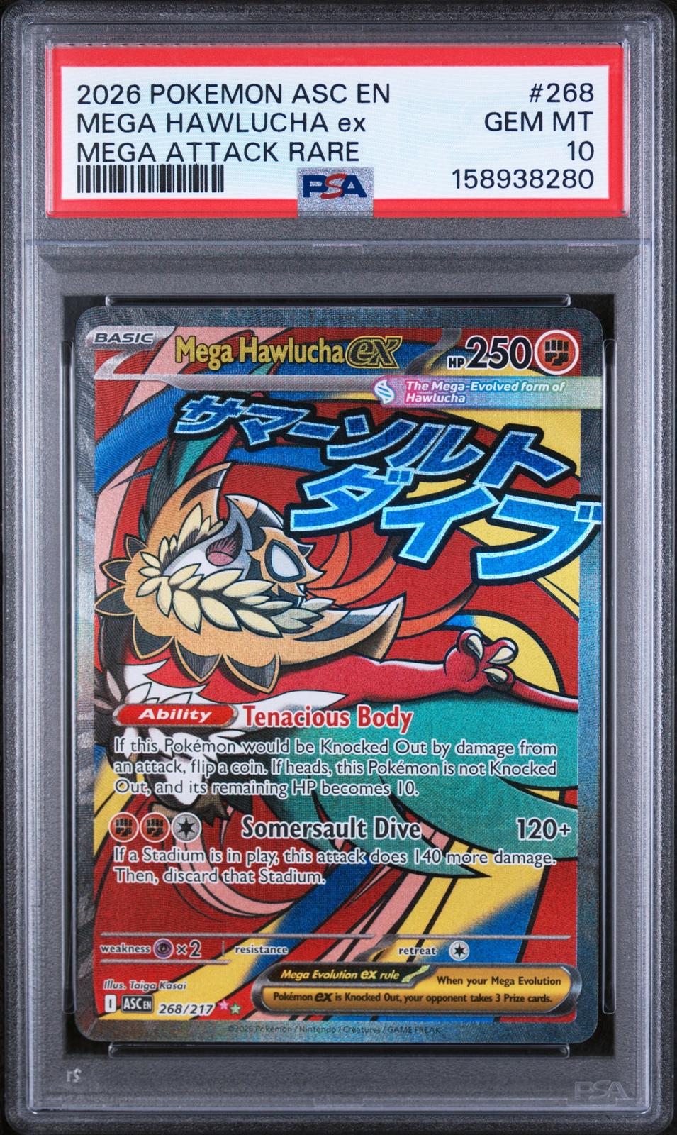 2026 Pokemon Ascended Heroes Mega Attack Rare Mega Hawlucha Ex 10 PSA #268