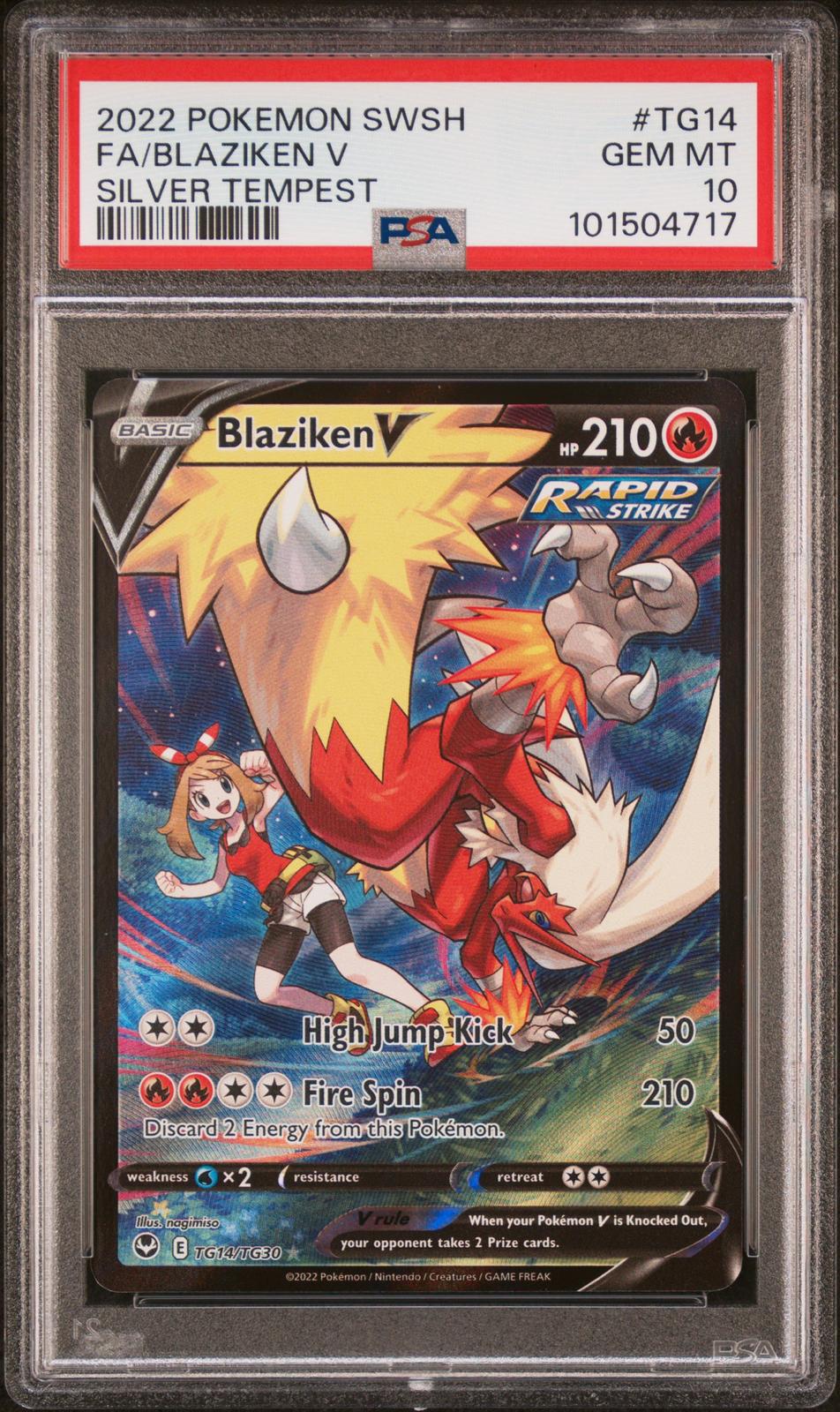 2022 Pokemon Sword & Shield Silver Tempest Fa/Blaziken V 10 PSA #TG14