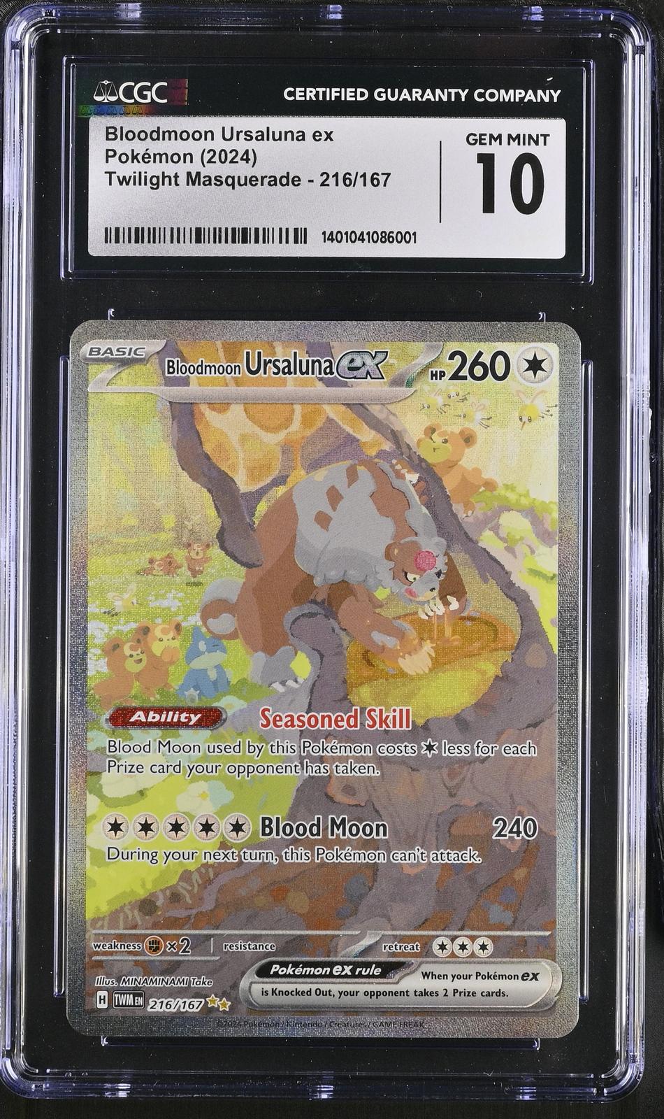 2024 Twilight Masquerade Bloodmoon Ursaluna ex 10 CGC #216/167