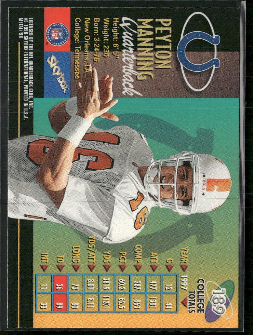 1998 Metal Universe Peyton Manning RC #189