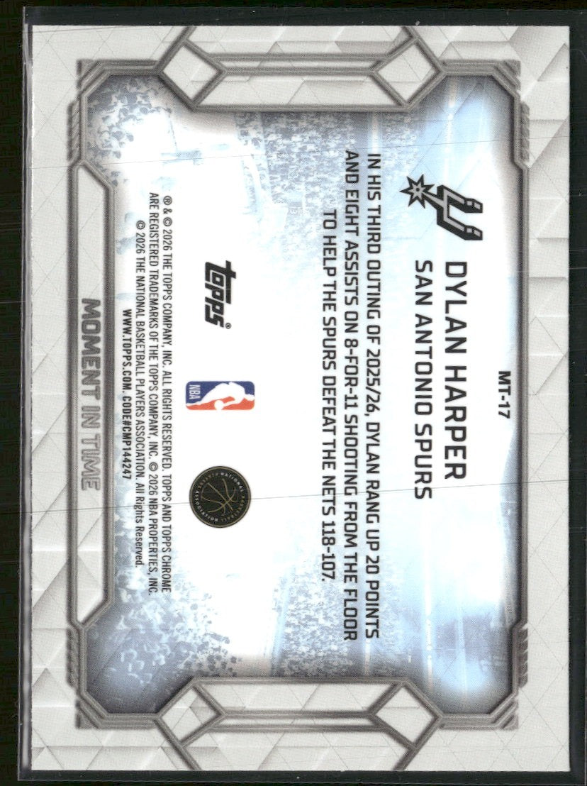 2025-26 Topps Chrome Update Moment In Time Dylan Harper #MT-17