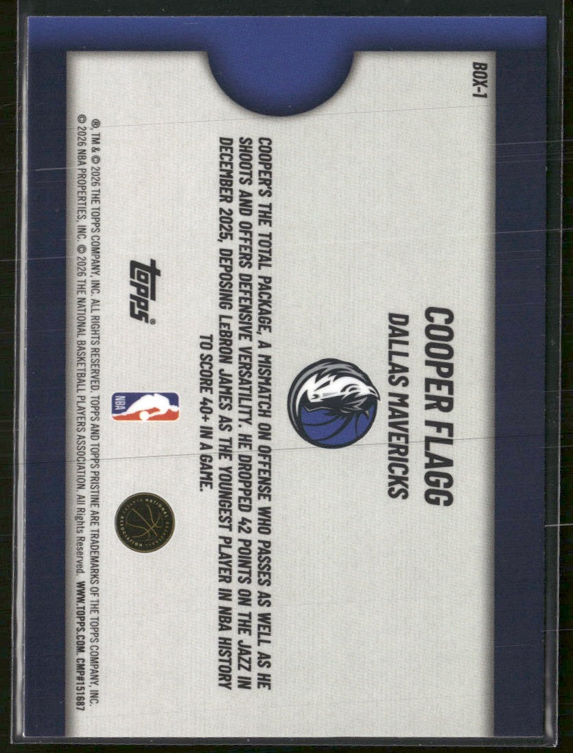 2025–26 Topps Pristine Basketball Fresh Out The Box Cooper Flagg #BOX-1