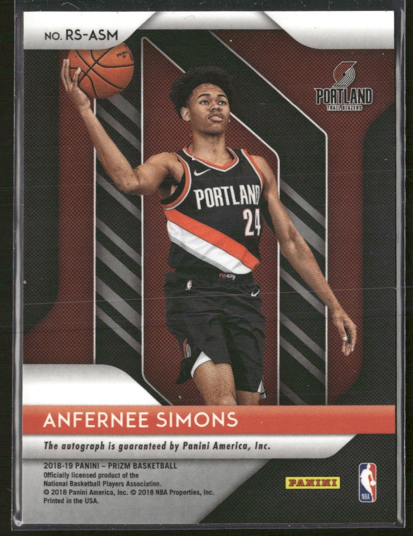 2018-19 Panini Prizm Rookie Signatures Anfernee Simons AU #RS-ASM