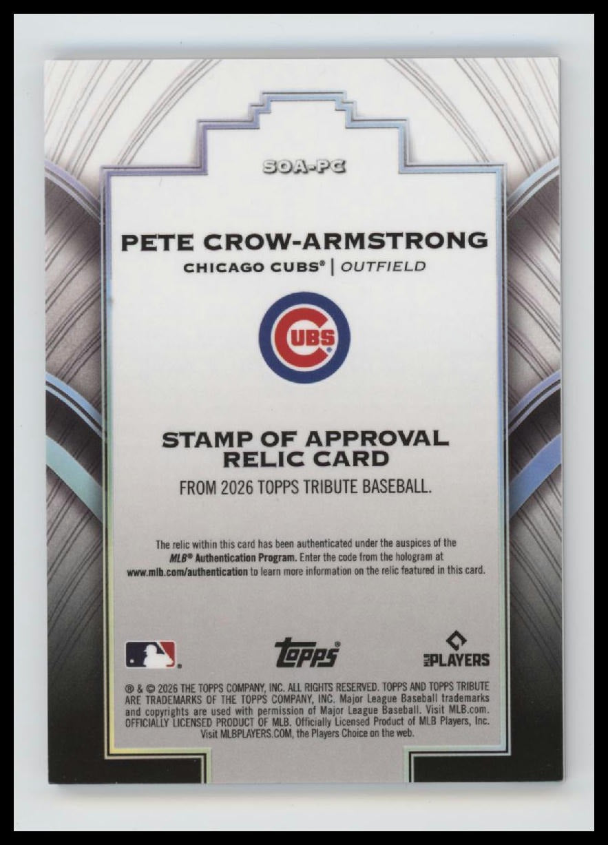 2026 Topps Tribute Stamp Of Approval Orange Pete Crow-Armstrong #/25 #SOA-PC