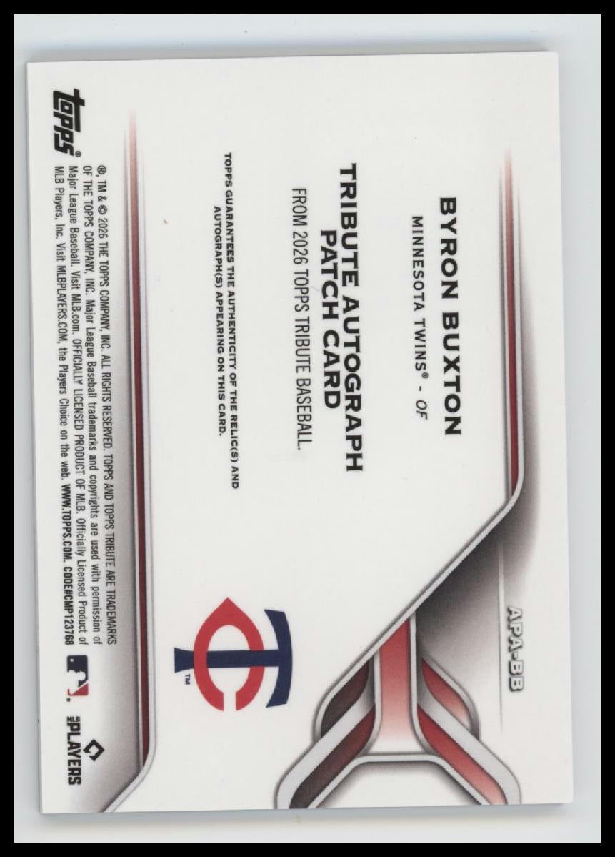 2026 Topps Tribute Autograph Patches #/50 Byron Buxton AU #APA-BB