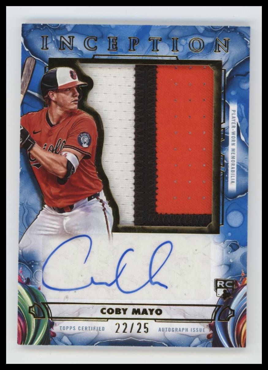 2025 Topps Inception Auto Jumbo Patch Blue #/25 Coby Mayo #IAJP-CMA