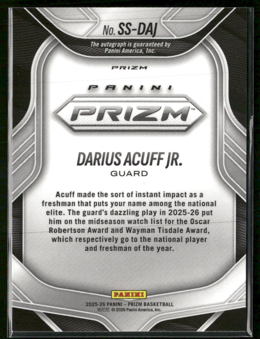 2025-26 Panini Prizm Basketball Sensational Signatures Darius Acuff Jr. #SS-DAJ