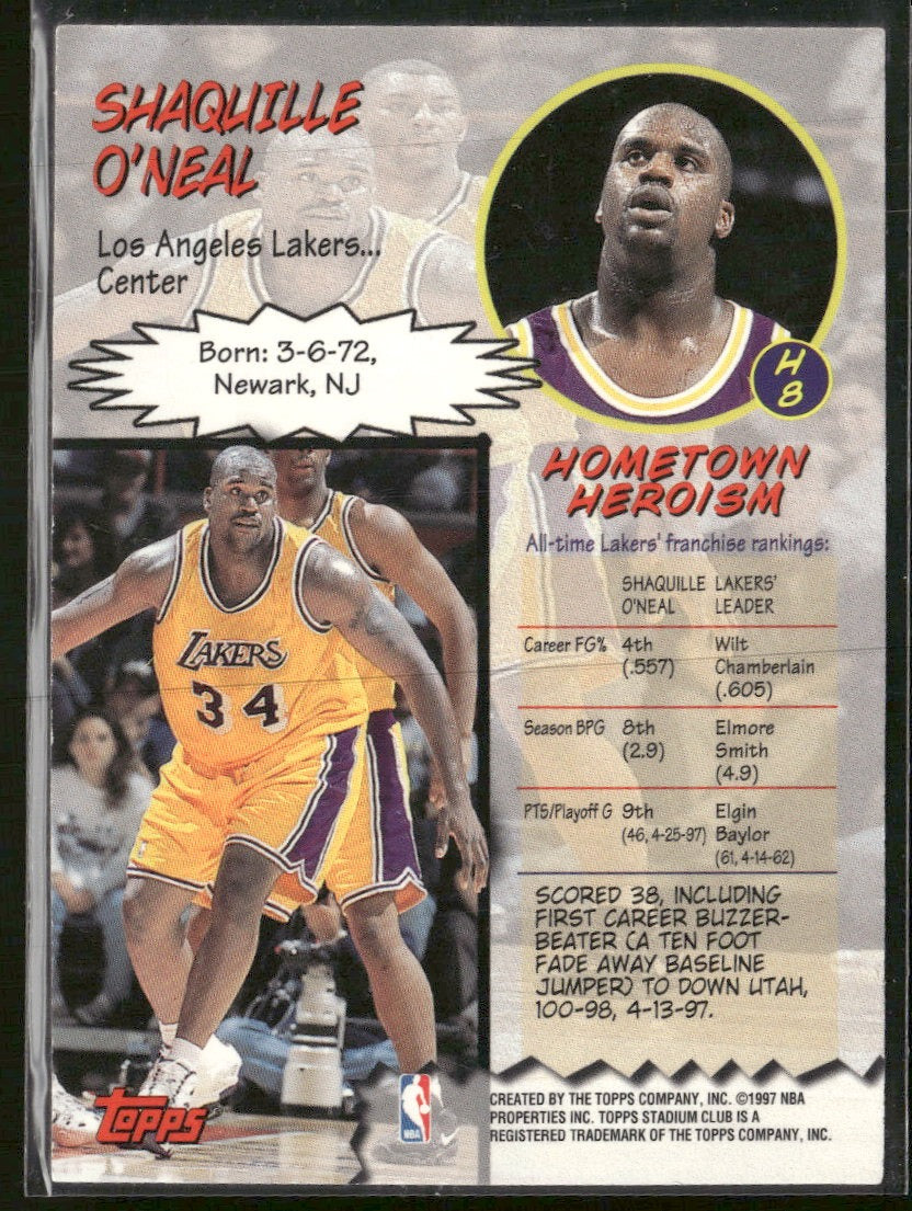 1997-98 Stadium Club Hardcourt Heroics Shaquille O'Neal #H8