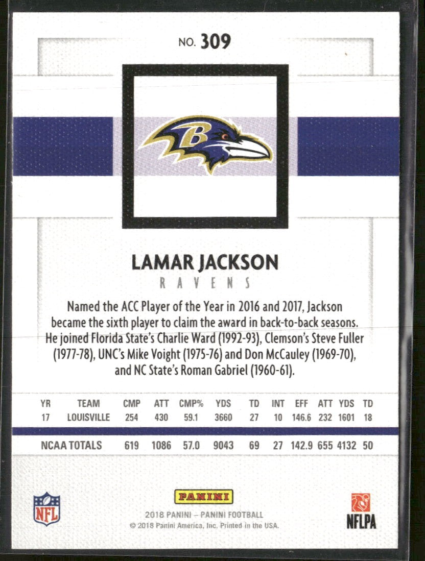 2018 Panini Blue Knight Lamar Jackson RC #309