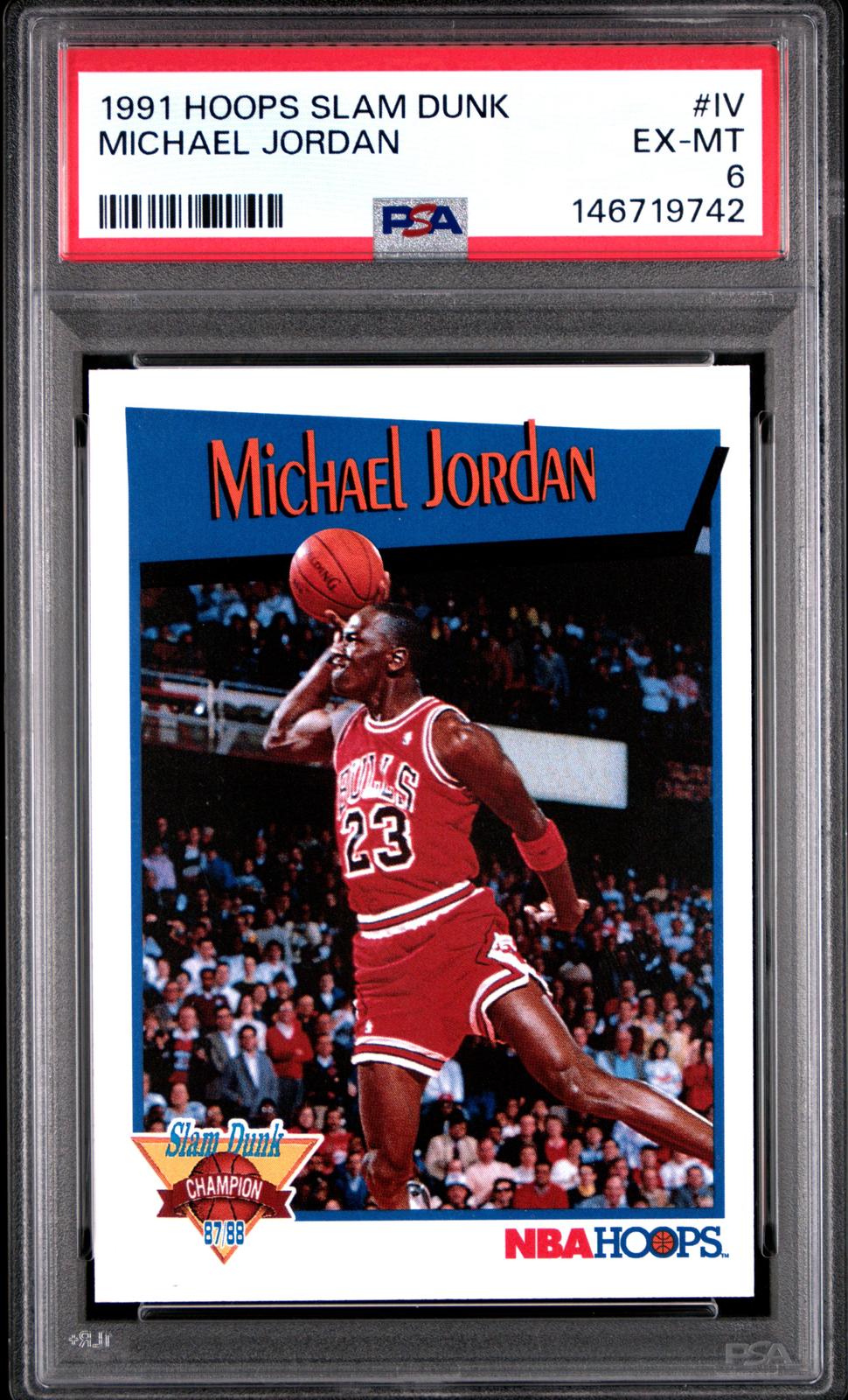 1991 Hoops Slam Dunk Michael Jordan 6 PSA #IV