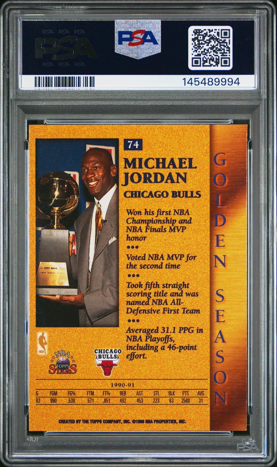 1996 Topps NBA Stars Finest Michael Jordan 6 PSA #74