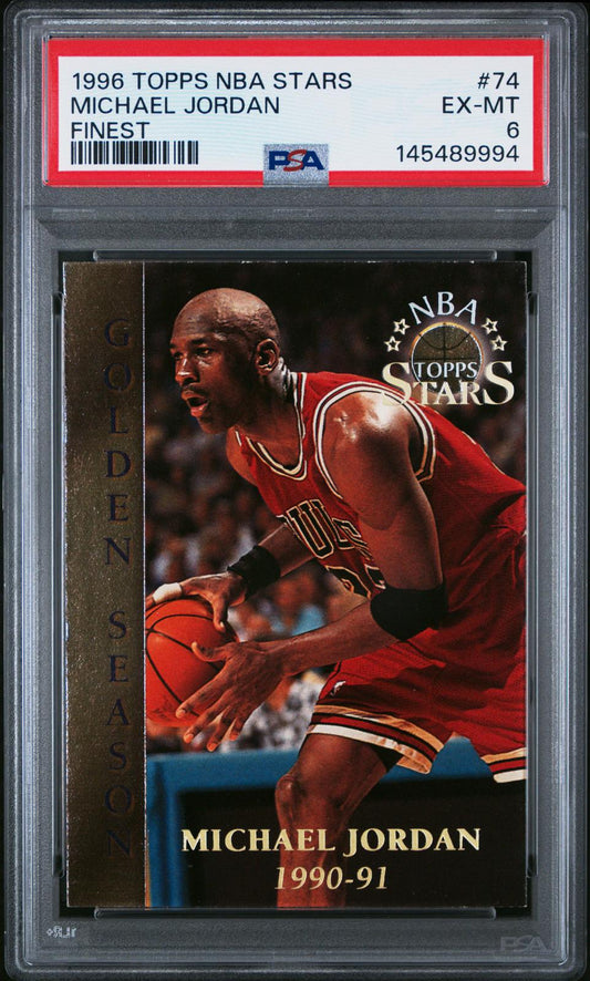 1996 Topps NBA Stars Finest Michael Jordan 6 PSA #74