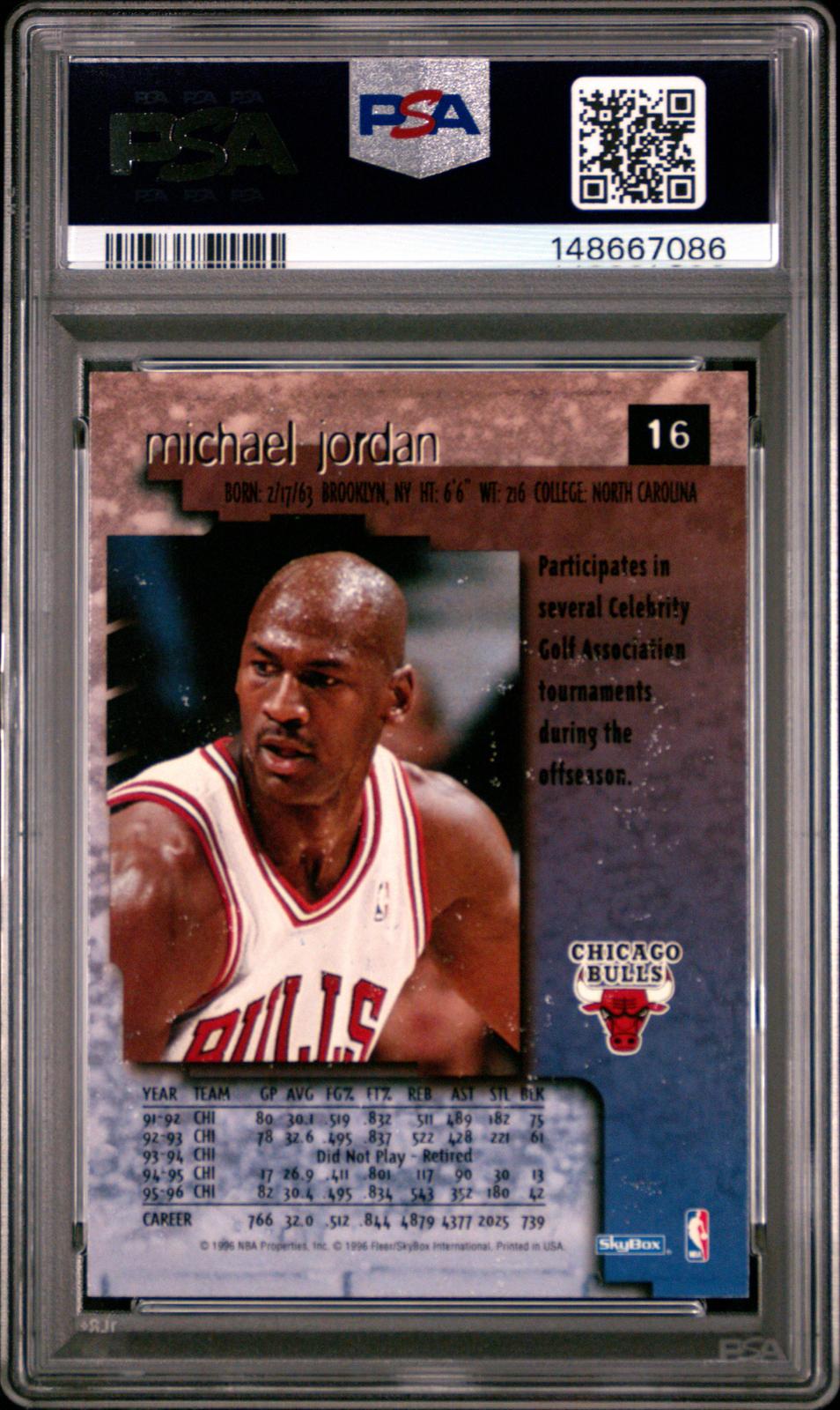 1996 Skybox Premium Michael Jordan 5 PSA #16