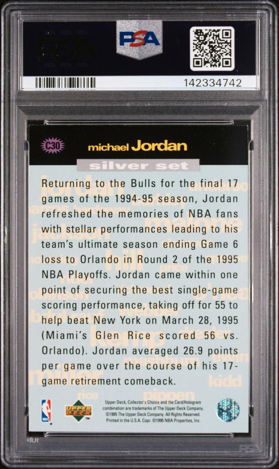 1995 Collector'S  The Game Scoring Redemption Silver Michael Jordan 7 PSA #C30