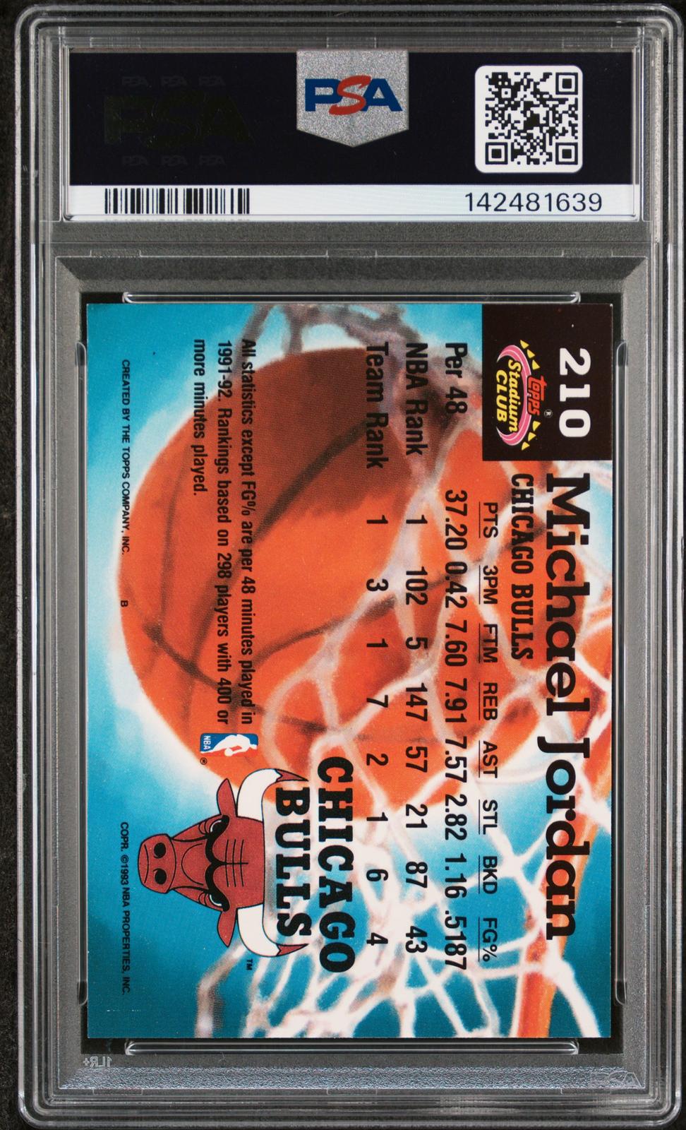1992 Stadium Club Michael Jordan 7 PSA #210