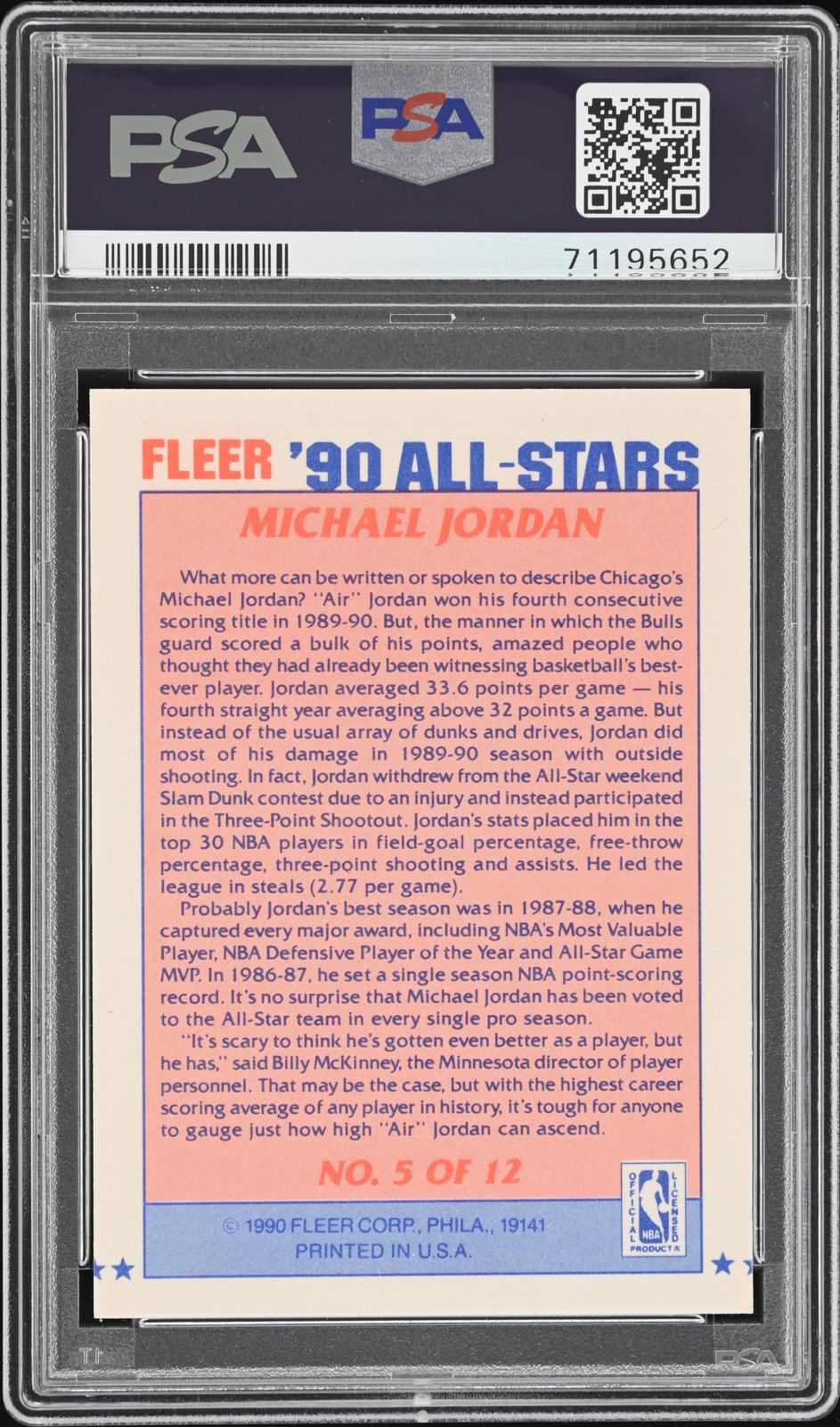 1990 Fleer All-Stars Michael Jordan 6 PSA #5