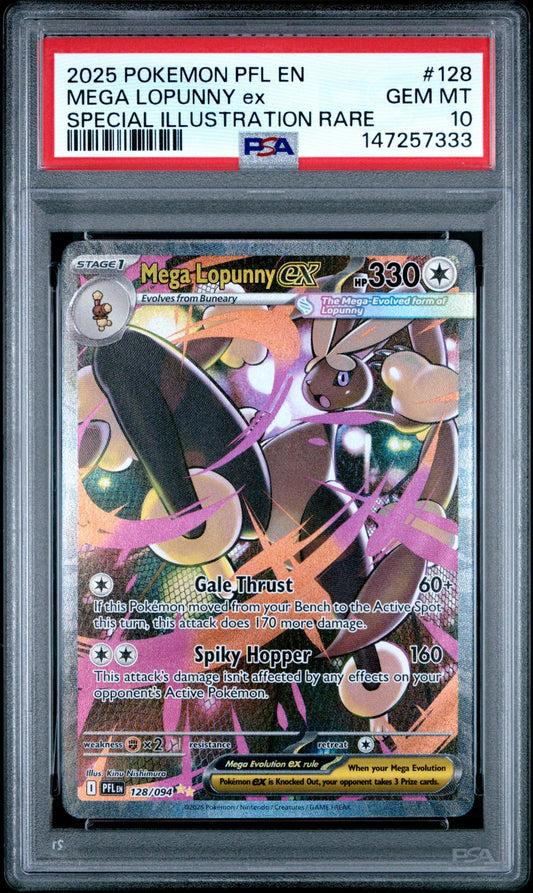 2025 Pokemon Phantasmal Flames Special Illustration Mega Lopunny Ex 10 PSA #128