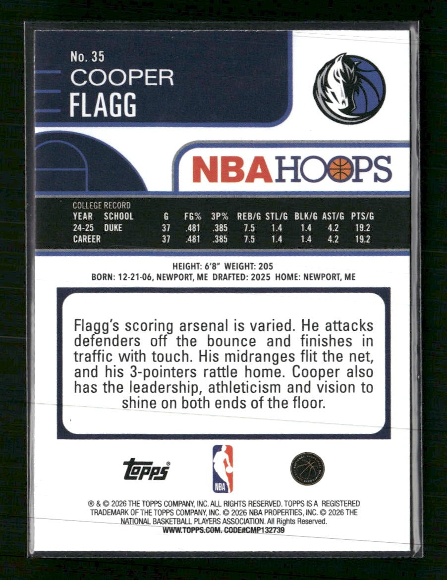 2025-26 Hoops Rainbow Cooper Flagg RC #35